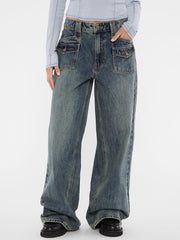 GUESS Originals Double Patch Pocket Wide Leg Jeans