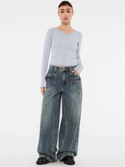 GUESS Originals Double Patch Pocket Wide Leg Jeans