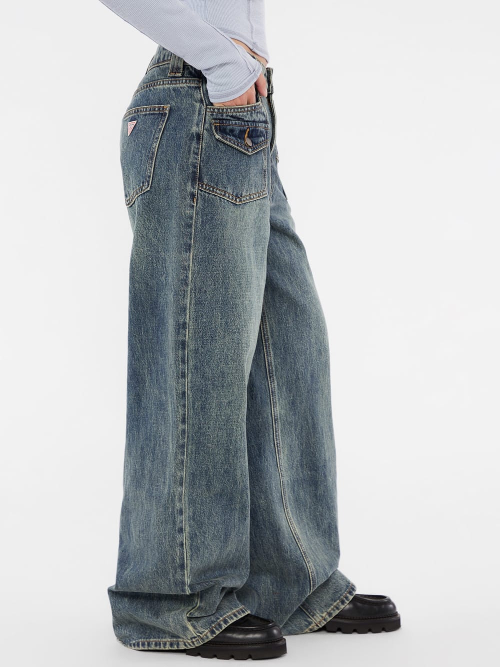 GUESS Originals Double Patch Pocket Wide Leg Jeans