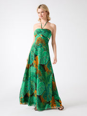 Amazon Leaf Silk Maxi Dress
