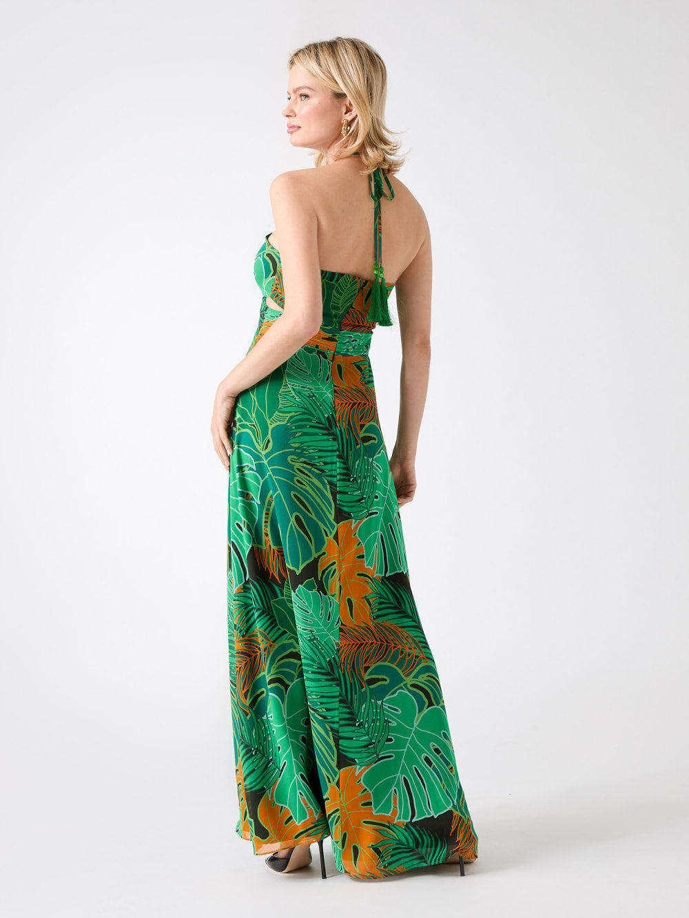 Amazon Leaf Silk Maxi Dress