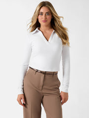 Rib-knit polo shirt