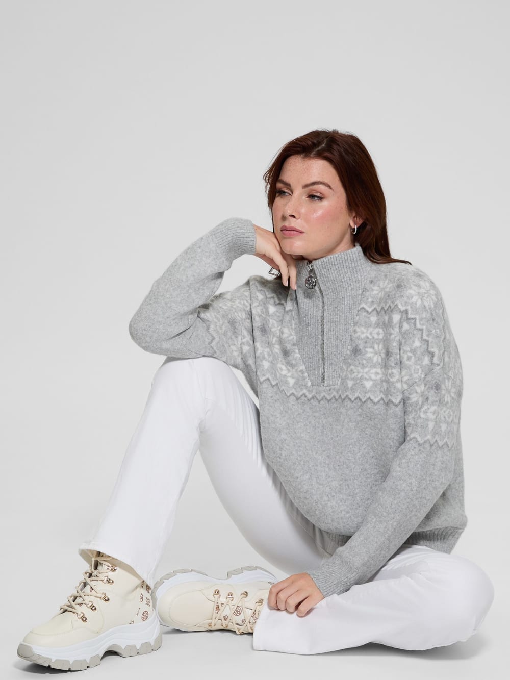 Half-Zip Wool-Blend Pullover Sweater