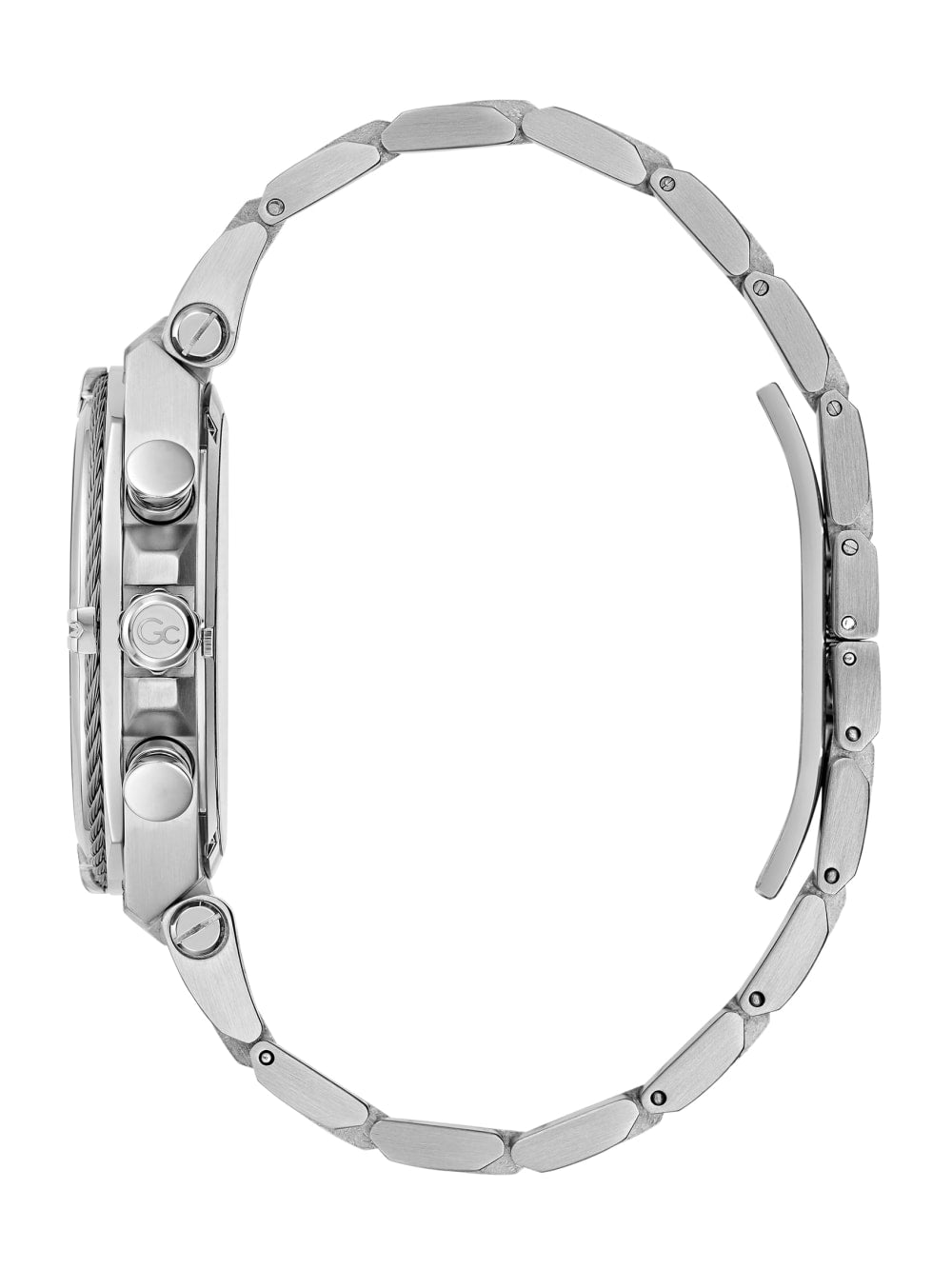 Gc Silver-Tone and Green Chronograph Watch