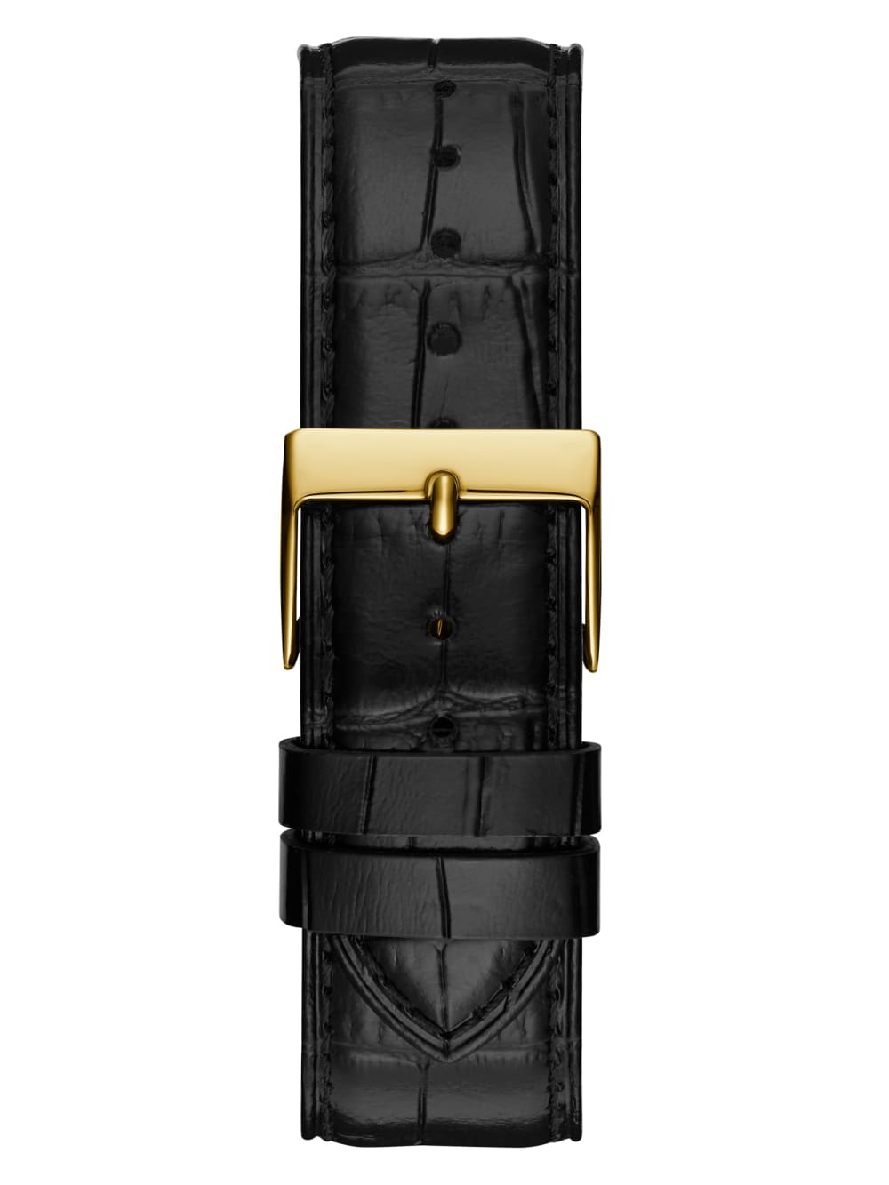 Gold-Tone and Black Analog Leather Watch