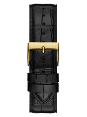 Gold-Tone and Black Analog Leather Watch