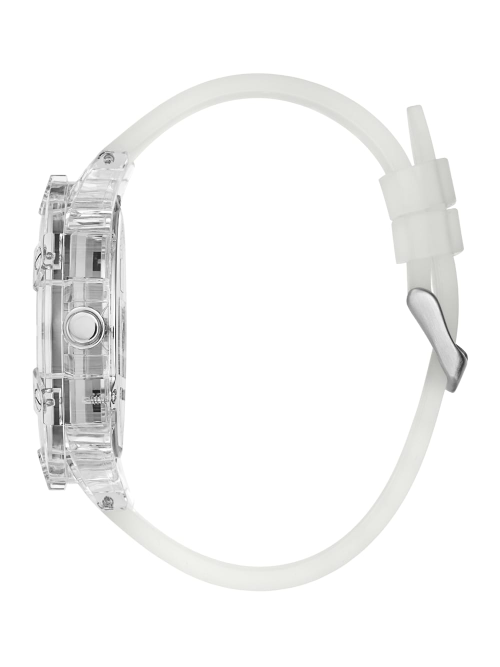 Rainbow Mosaic and White Silicone Multifunction Watch