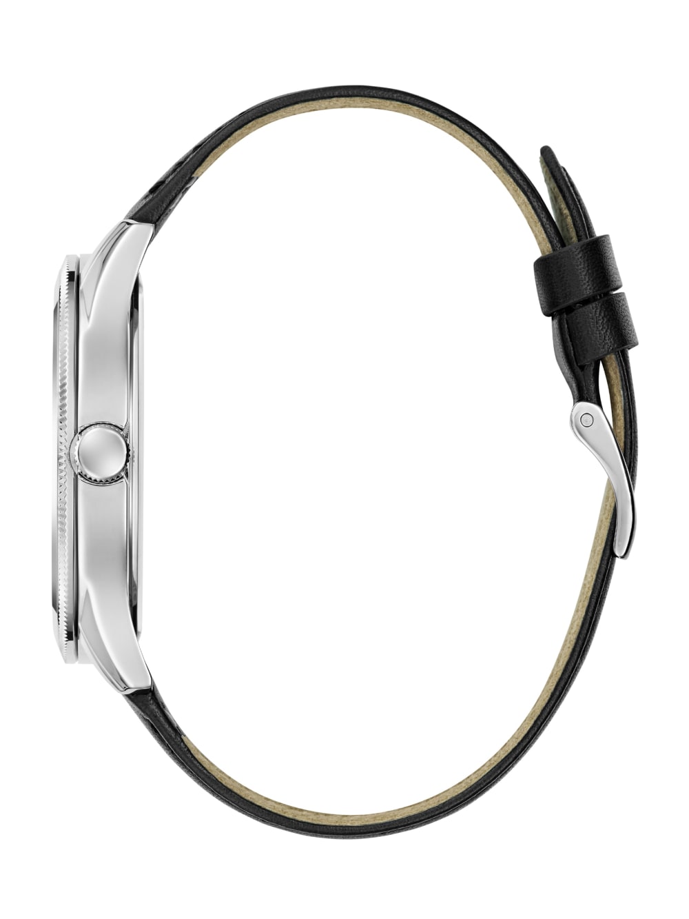 Silver-Tone Analog Leather Watch