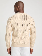 Open-Knit Polo Sweater