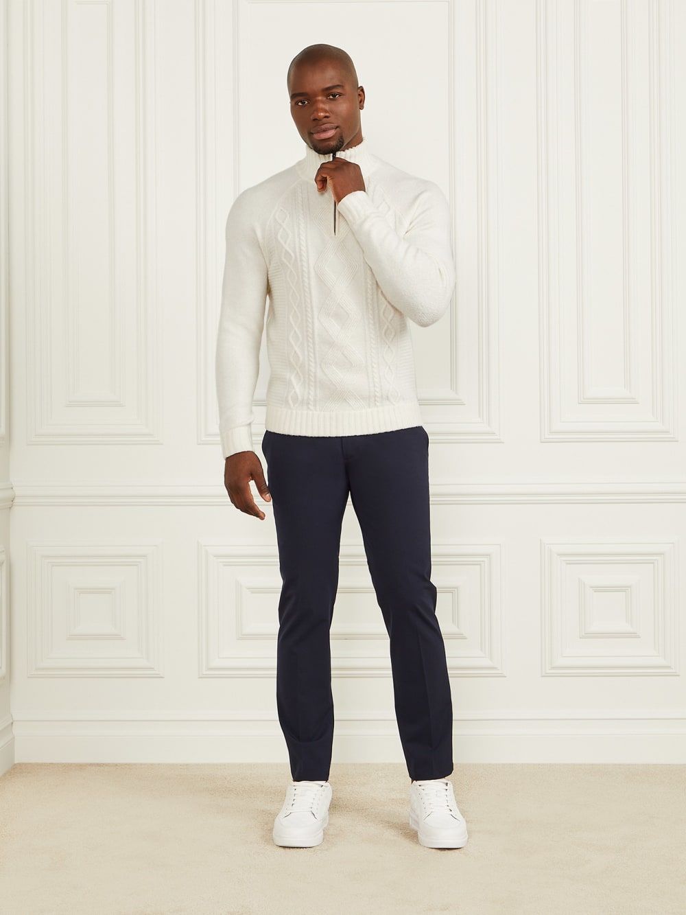 Eco Half-Zip Cable Knit Sweater