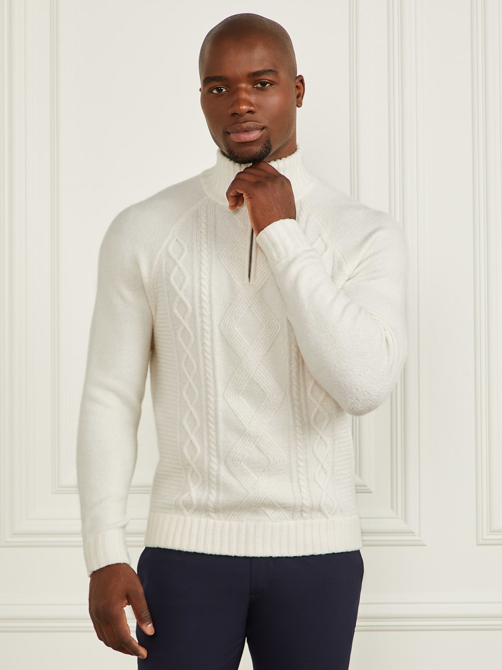 Eco Half-Zip Cable Knit Sweater