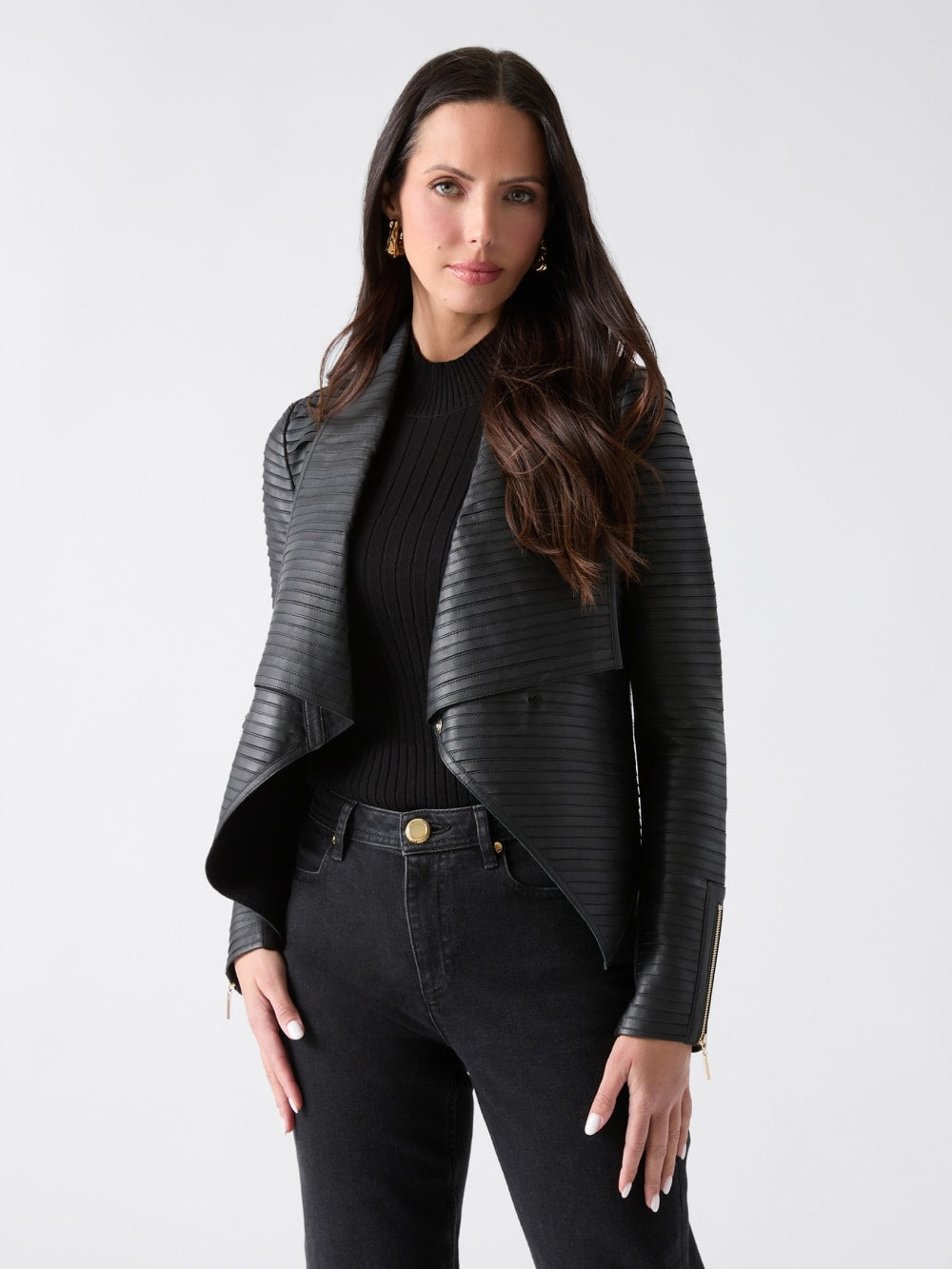 Shayna Drape Leather Jacket