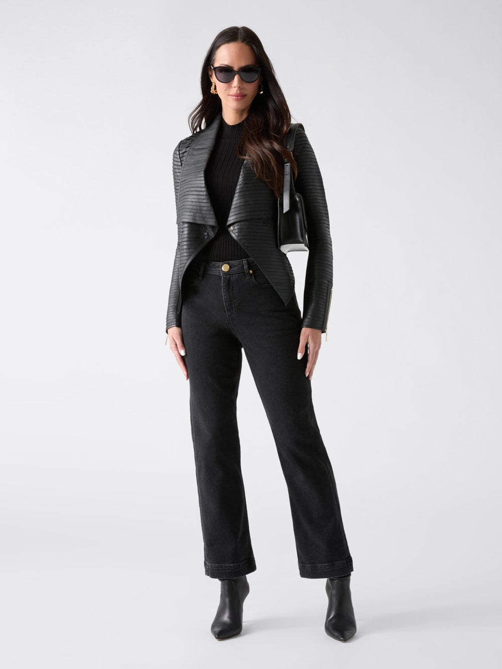 Shayna Drape Leather Jacket