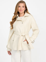 Marika Faux-Leather Short Trench Coat