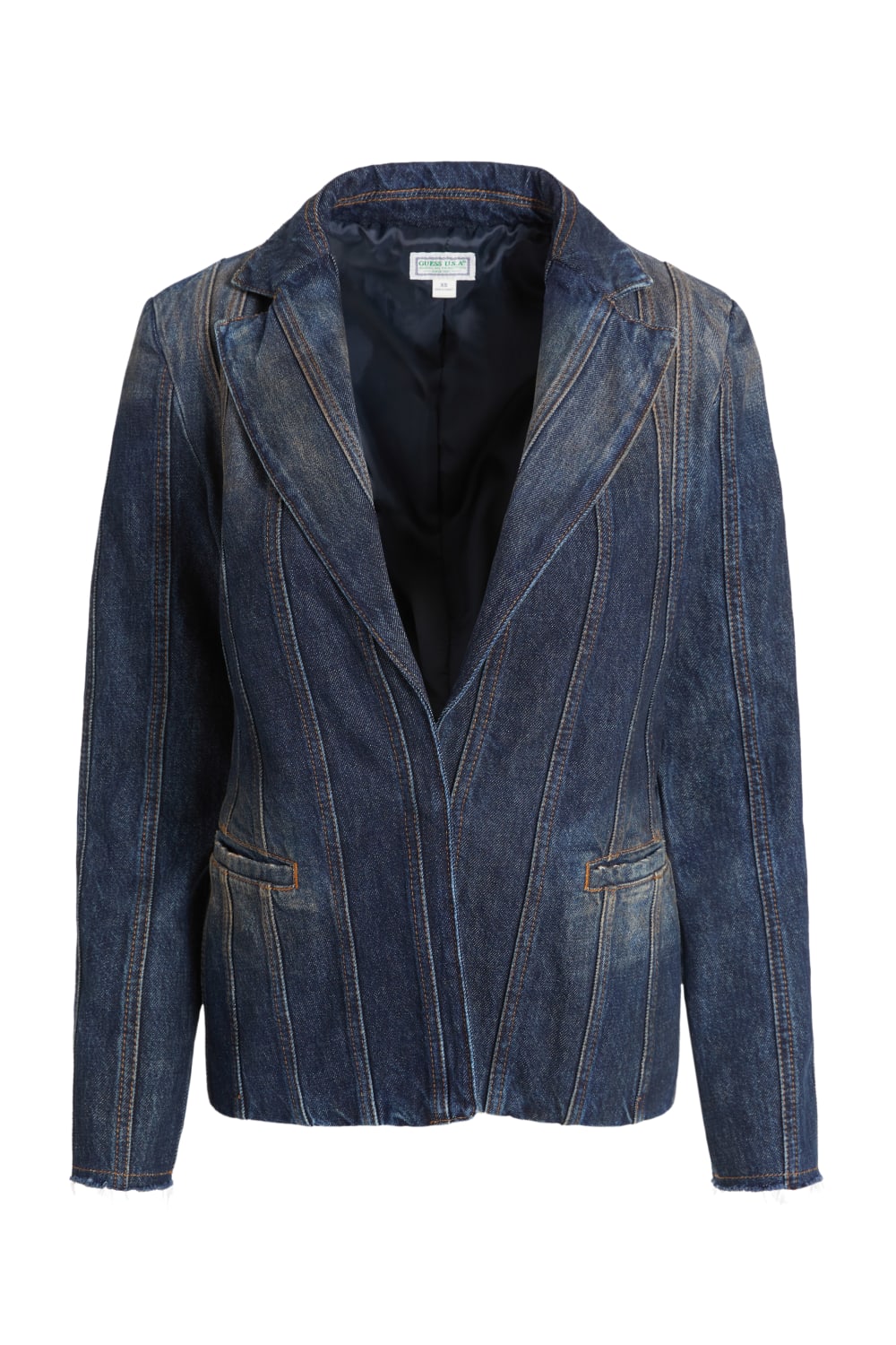 panel denim coat