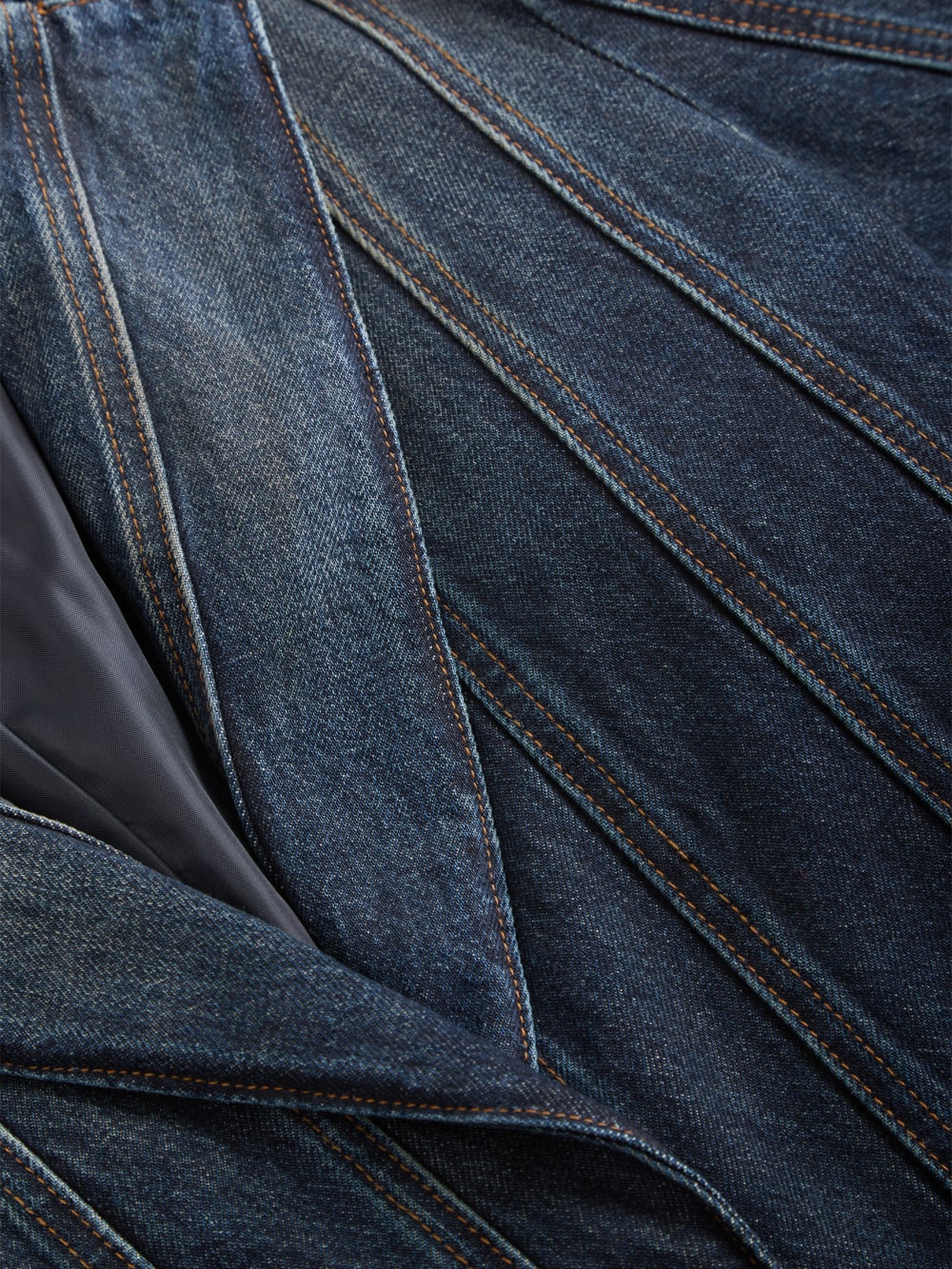 panel denim coat