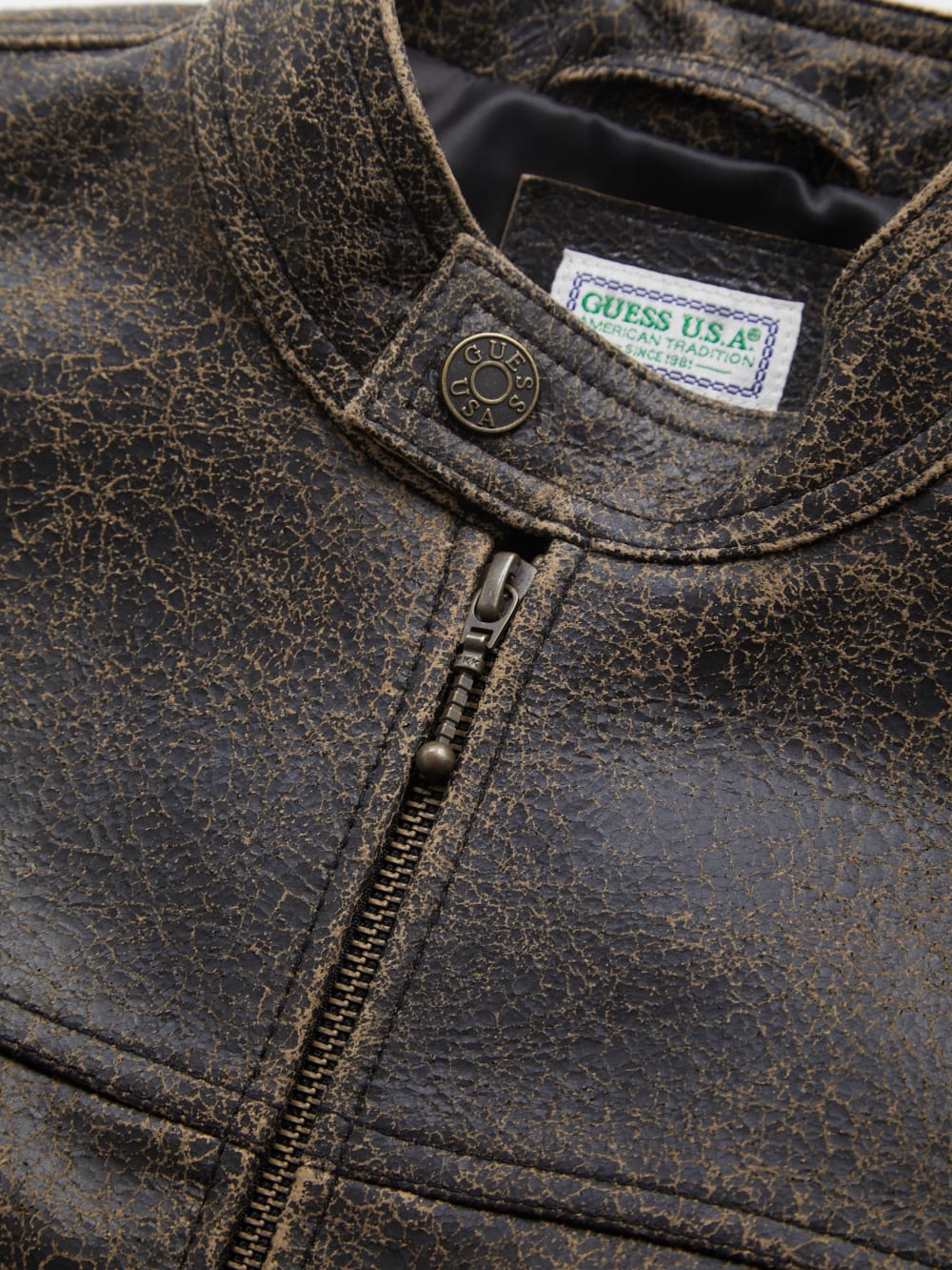crackled leather moto jacket