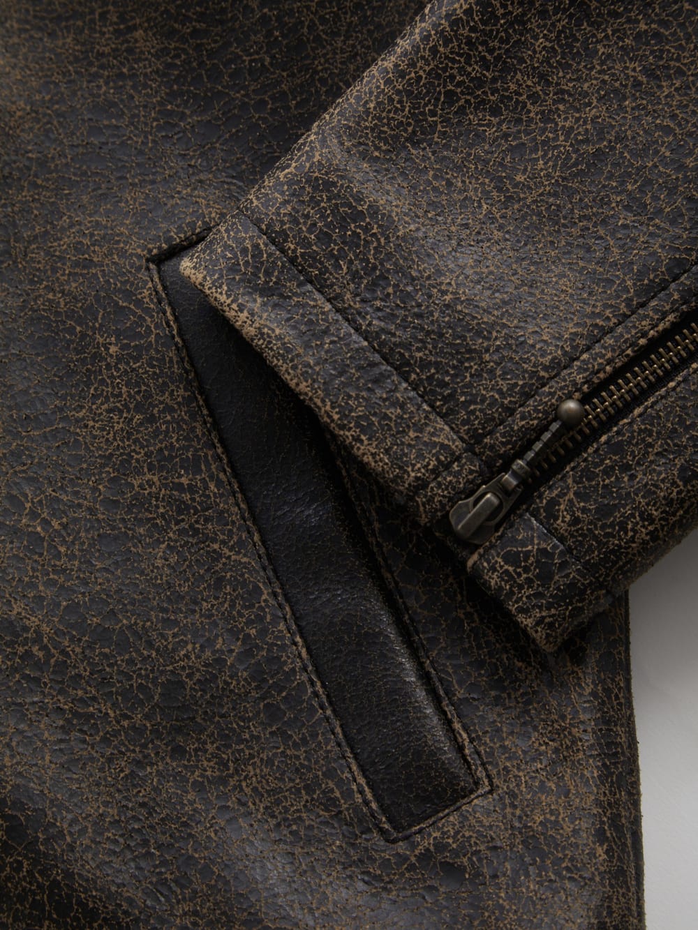 crackled leather moto jacket