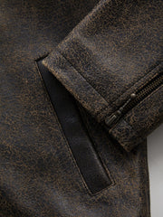 crackled leather moto jacket