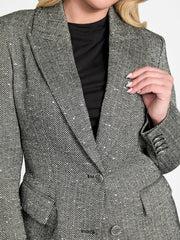 Stefania Sequin Herringbone Coat