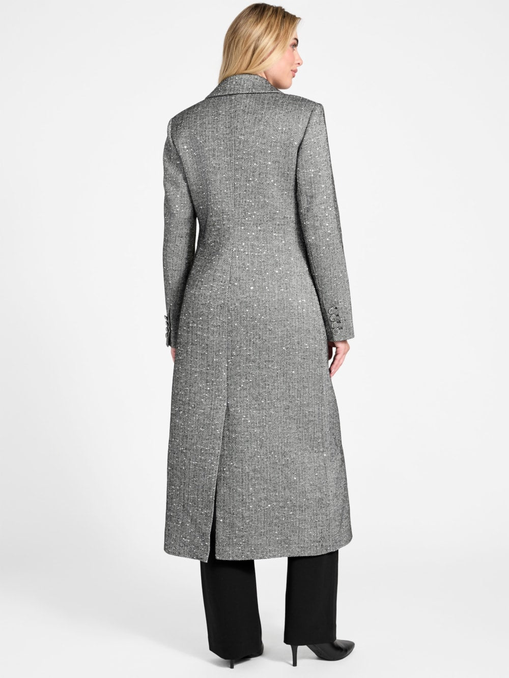 Stefania Sequin Herringbone Coat