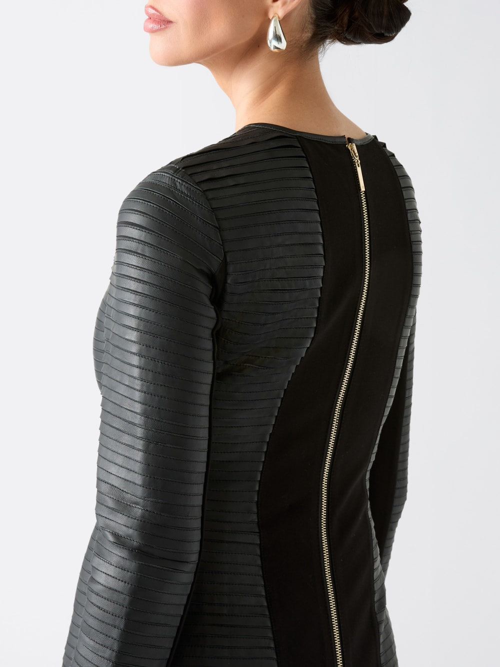 Tribute Pleated Leather Dress