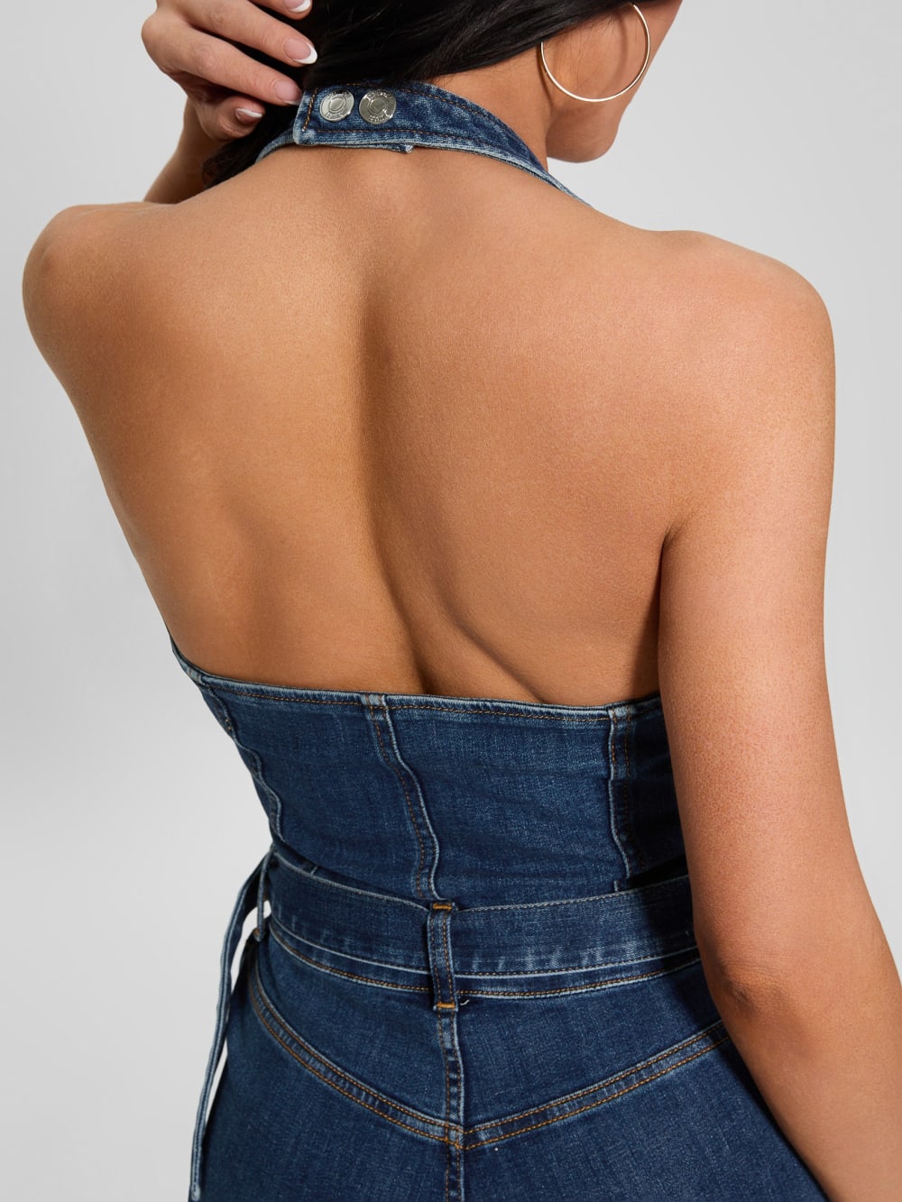 Eco Claire Denim Halter Jumpsuit