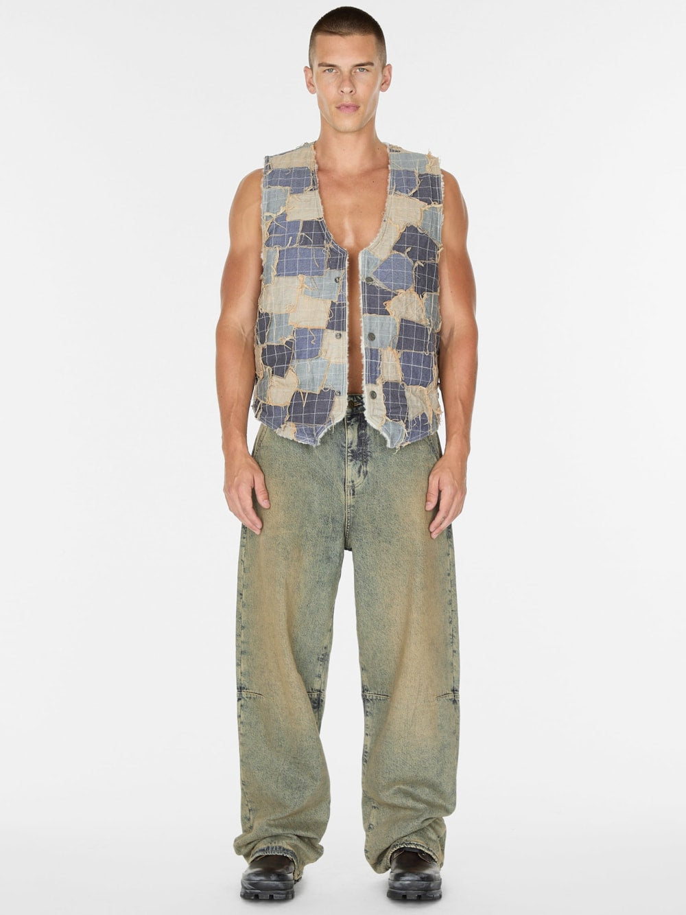 reversible denim vest