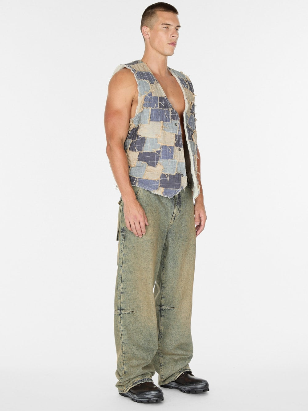 reversible denim vest