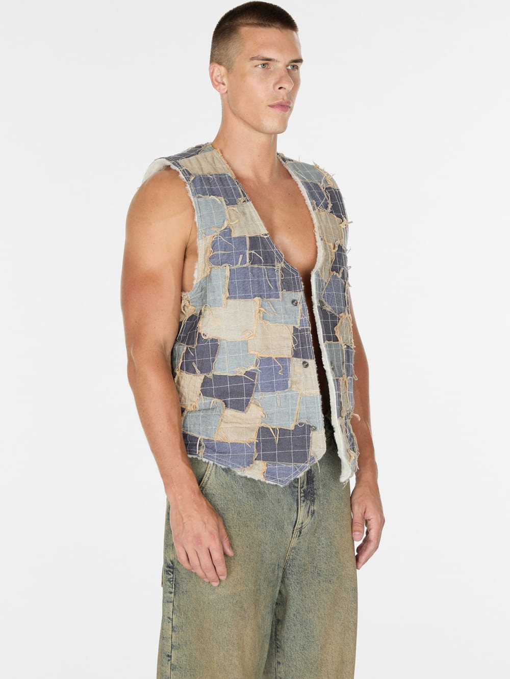 reversible denim vest