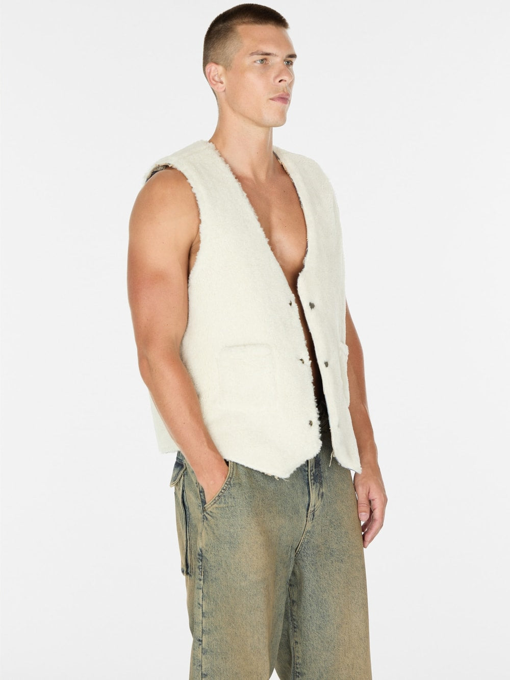 reversible denim vest