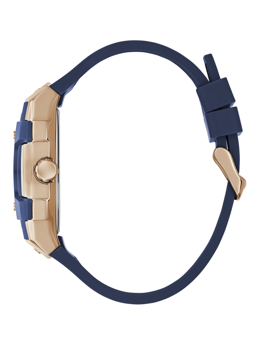 Rose Gold-Tone and Blue Silicone Multifunction Watch