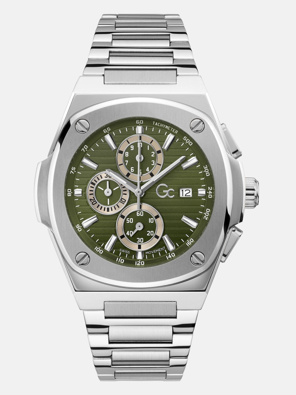 Gc Silver-Tone Chronograph Watch