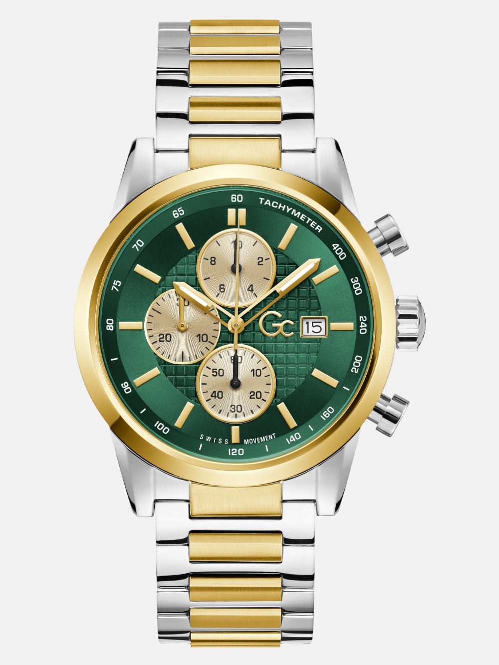 Gc Two-Tone and Green Multifunction Watch