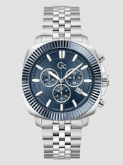Gc Silver & Blue Chronograph Watch