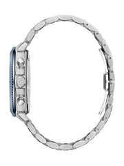 Gc Silver & Blue Chronograph Watch
