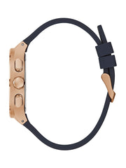 Rose Gold-Tone and Navy Silicone Multifunction Watch