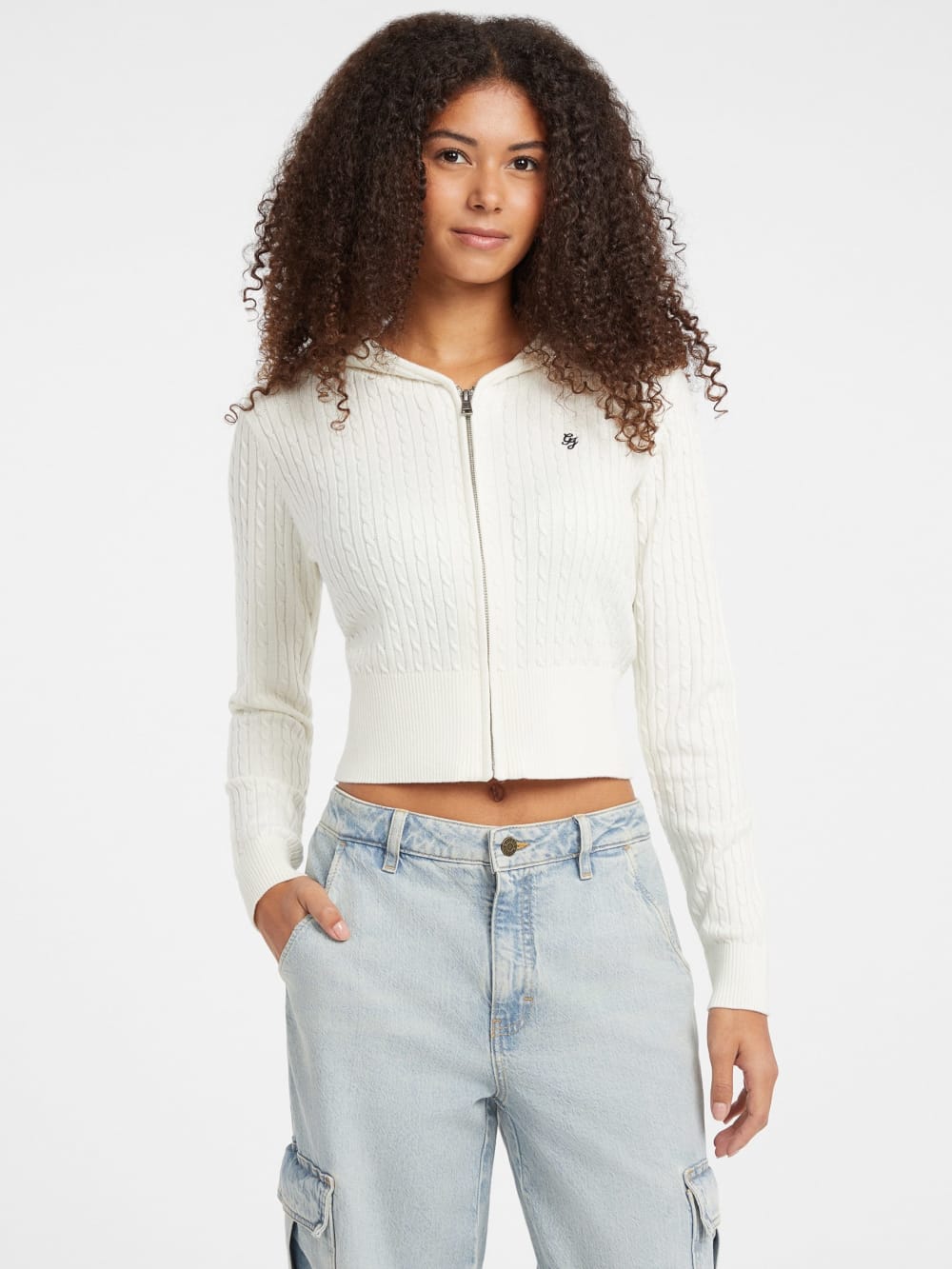 Cable-Knit Hooded Cardigan