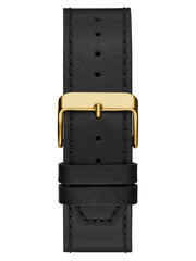 Black and Gold-Tone Multifunction Leather Watch