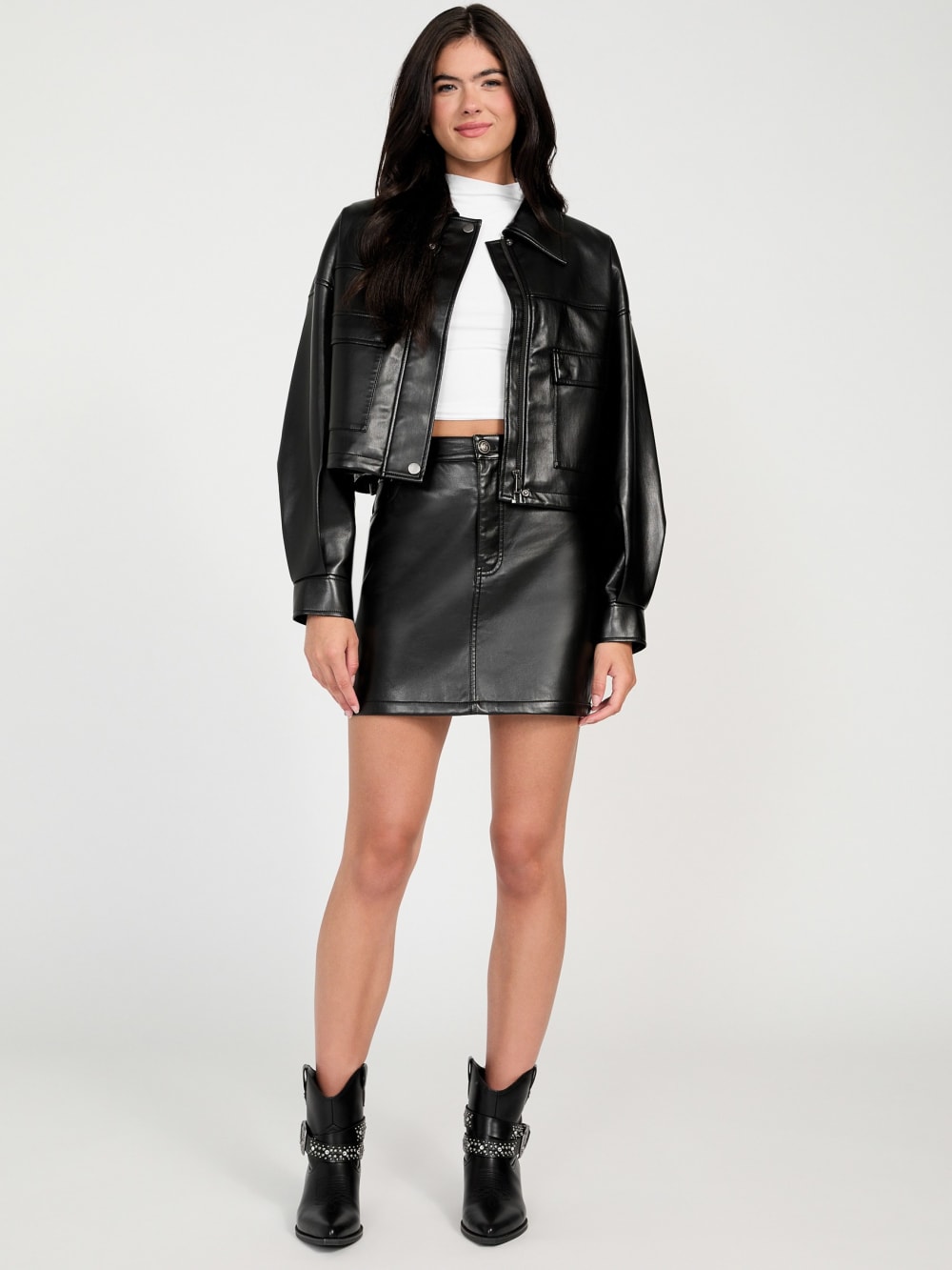 Flaminia Cropped Faux-Leather Jacket