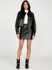 Flaminia Cropped Faux-Leather Jacket