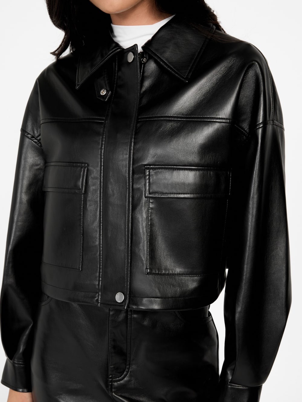 Flaminia Cropped Faux-Leather Jacket