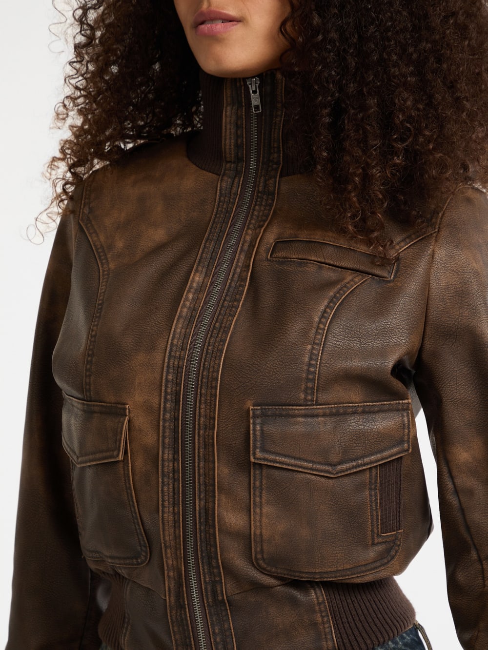 GUESS Originals Faux-Leather Aviator Jacket