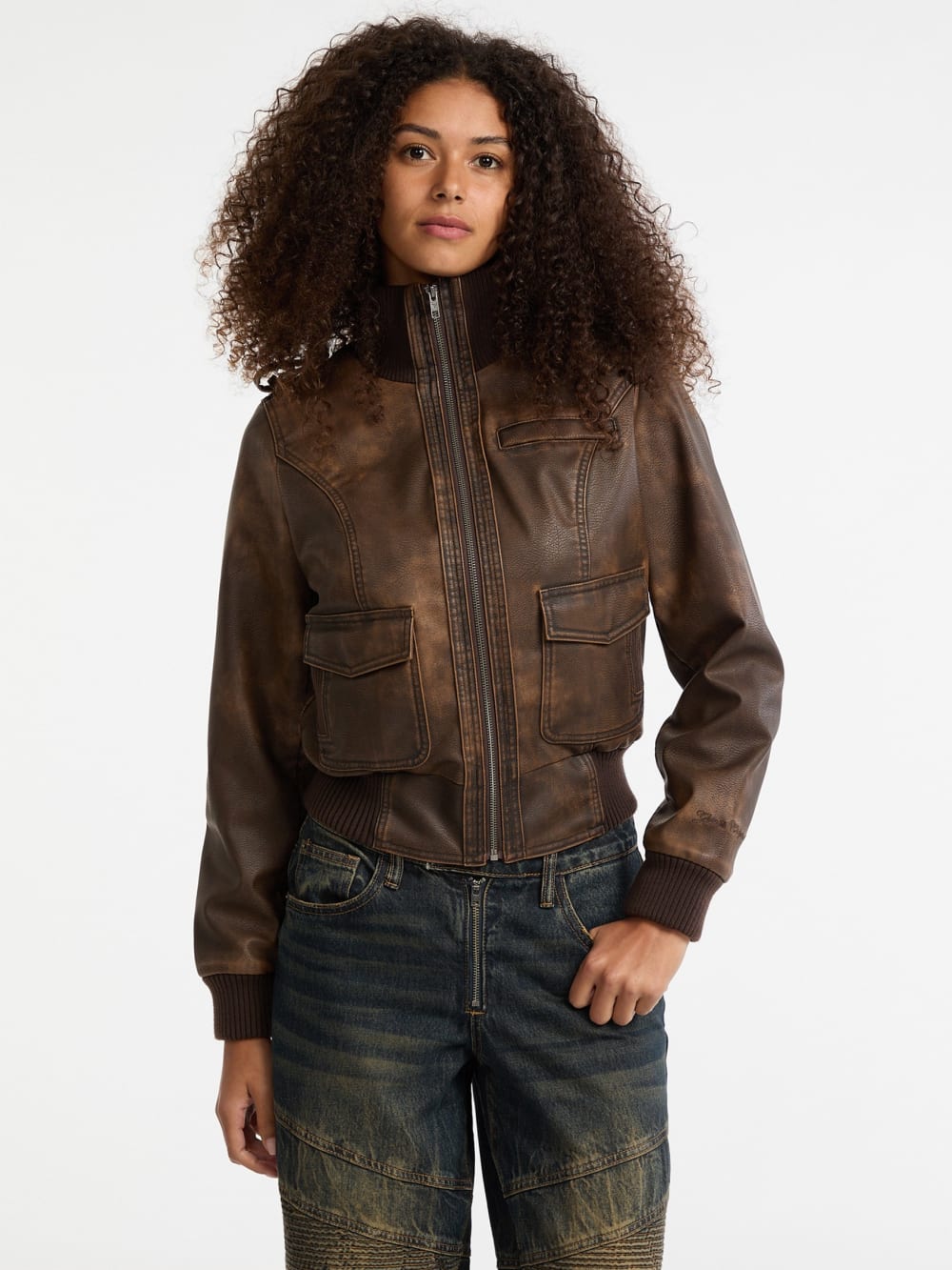 GUESS Originals Faux-Leather Aviator Jacket
