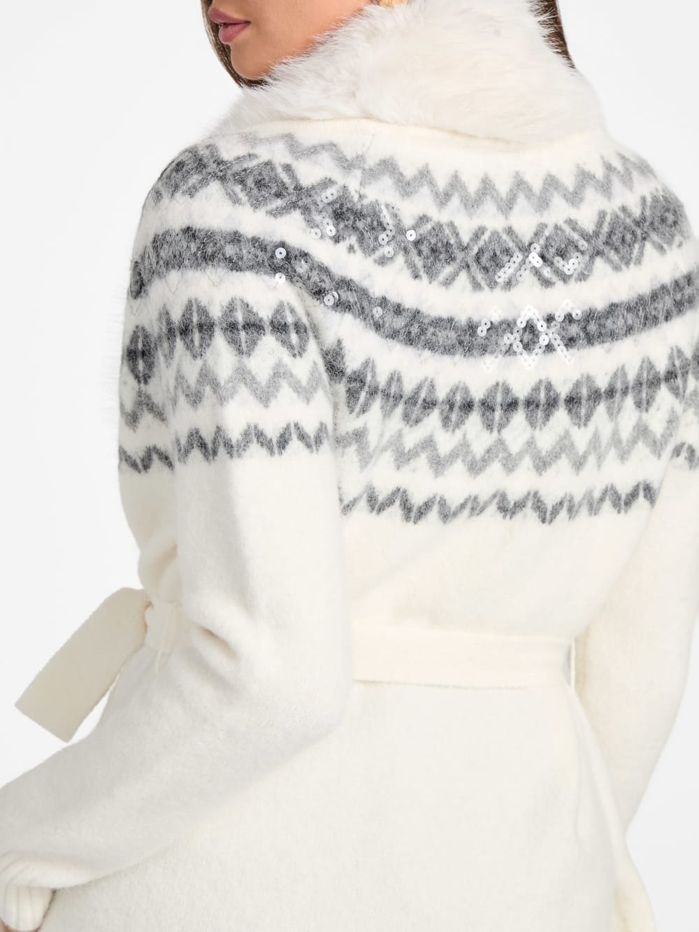 Akilah Faux Fur-Trim Longline Cardigan