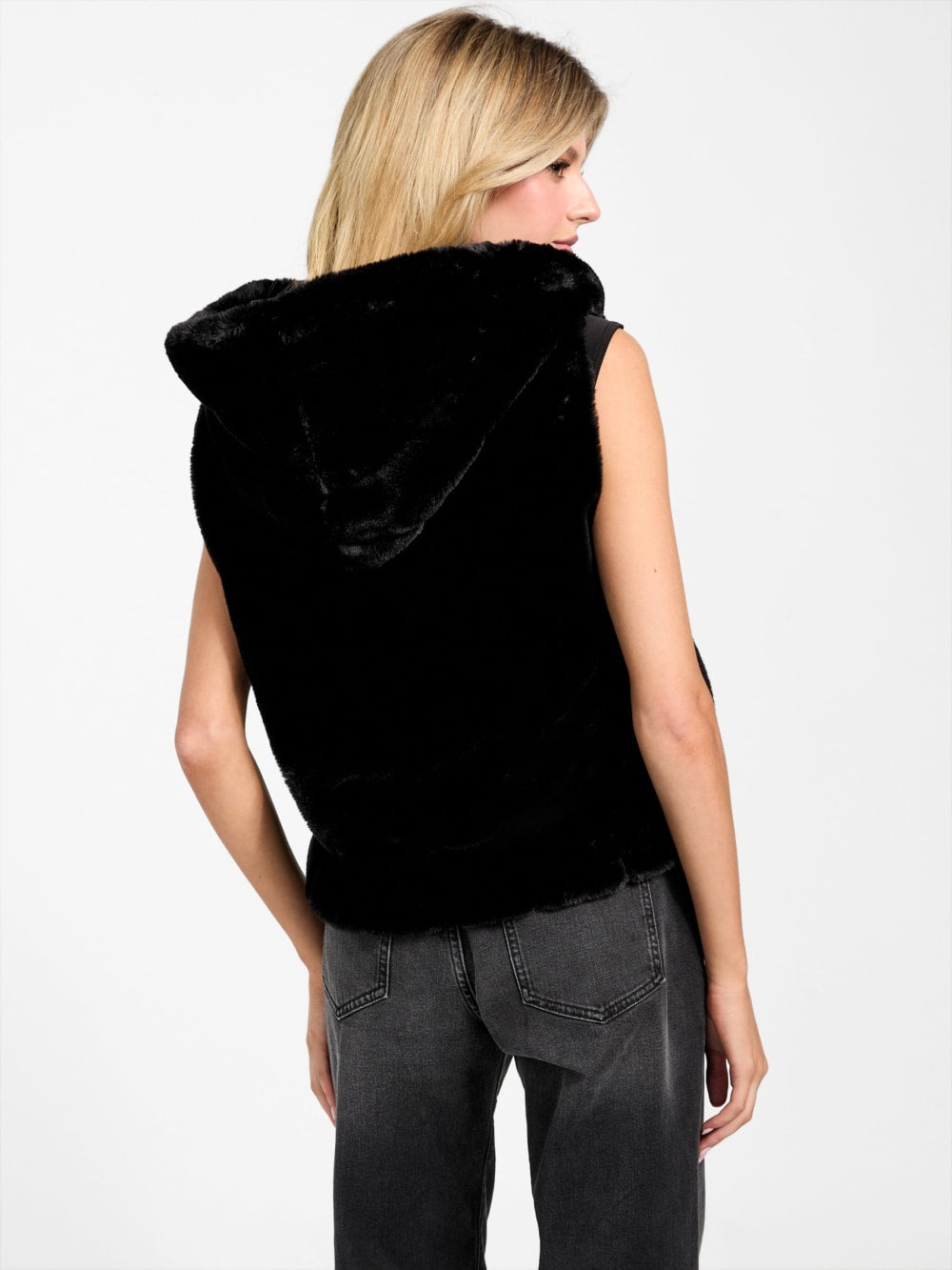 Sophy Hooded Faux-Fur Vest