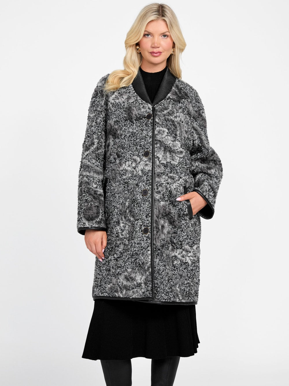 Marciano jacquard wool-blend coat