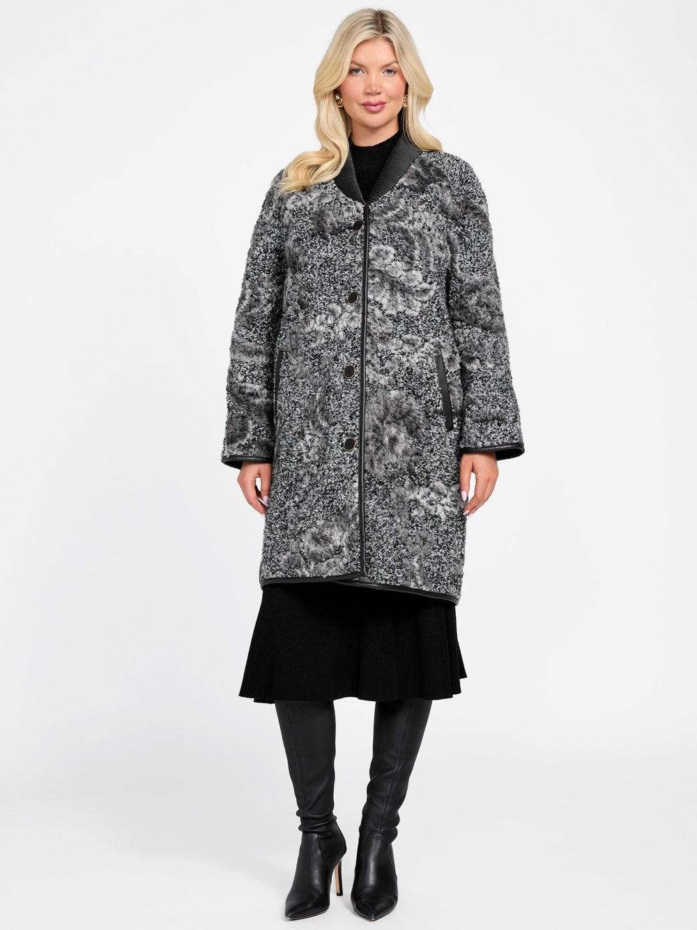 Marciano jacquard wool-blend coat