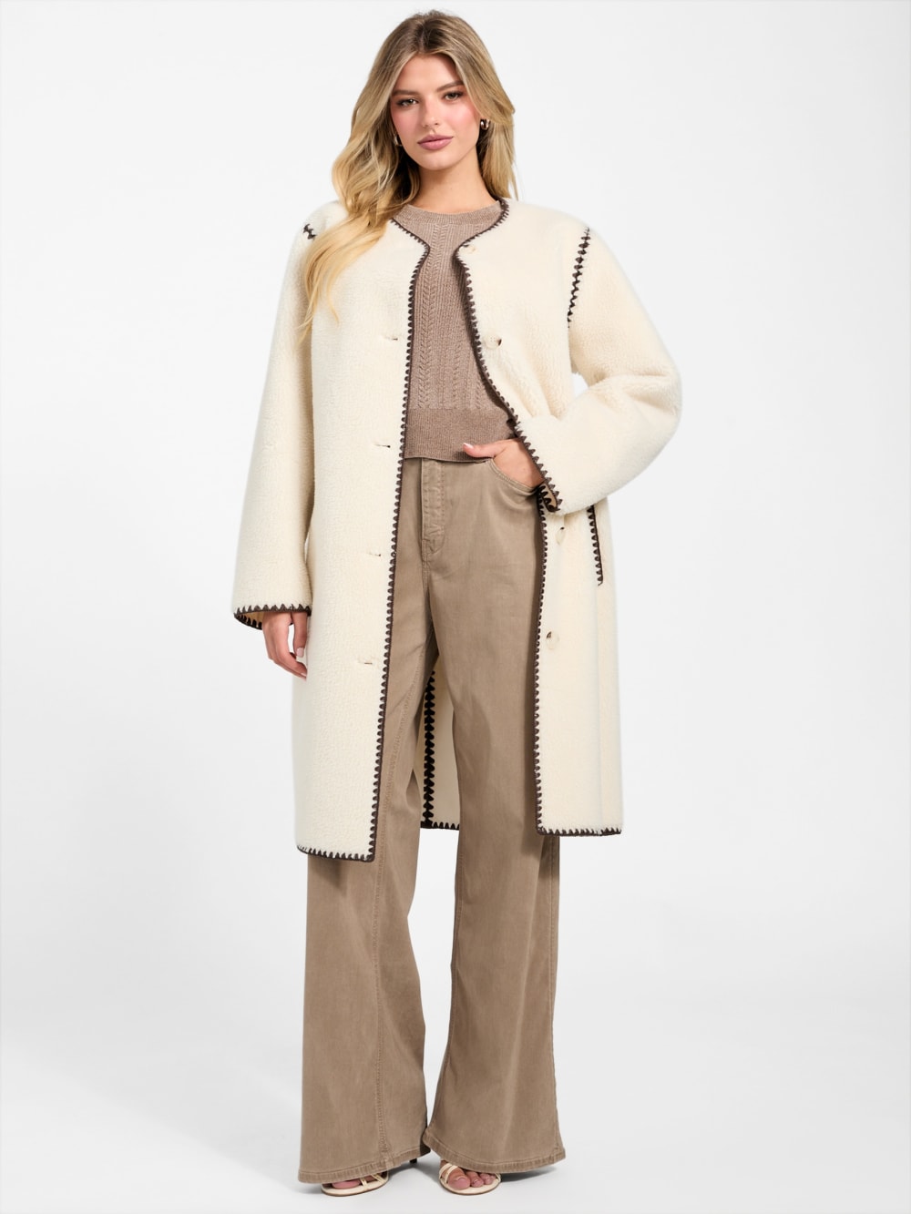 Mia Sherpa Midi Coat