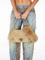 faux-fur choker necklace